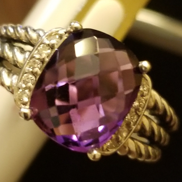 David Yurman Purple Amethyst Wheaton Petite Ring Size 7 - Picture 7 of 16